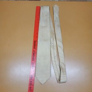 Jos. A. Bank Executive Collection Mens Gold Navy Blue Grid 100% Silk Necktie